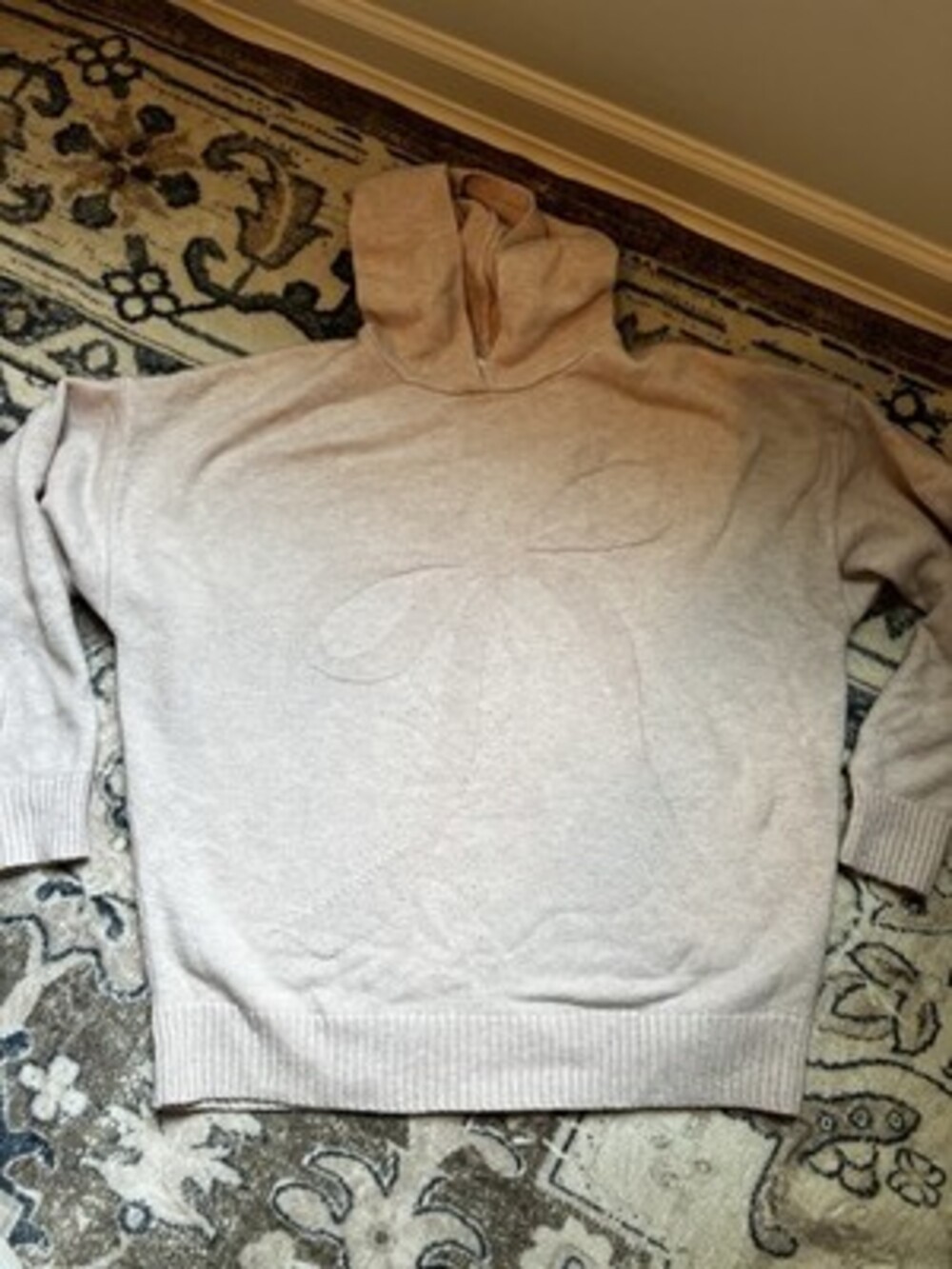 Light Pink Gilly Hicks Bow Hooded Sweater Size XS (oversized)